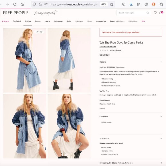 NWOT Free People Days To Come Denim Parka Sz S - Picture 14 of 15